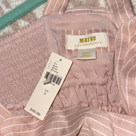 Anthropologie Maeve Pink Striped Peplum Crop Top - Picture 4 of 6